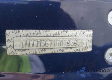 2007 Honda Accord 2.4 Ex из США, поврежденный, VIN 1HGCM56717A105056